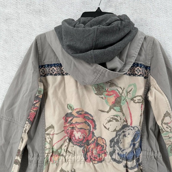 Skies Are Blue Jacket XS Embroidered Utility Gray Floral Barn Chore Coat - Picture 13 of 16